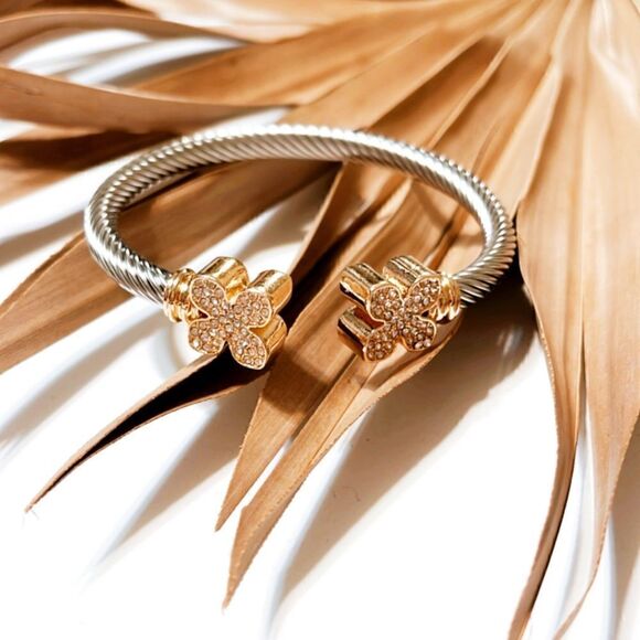 Diamond flower bangle S407 - Picture 1 of 3